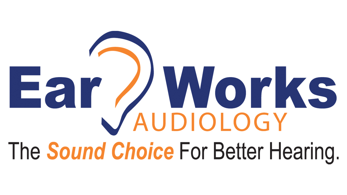 Ear Works Audiology logo with an ear ibetween ear and works.