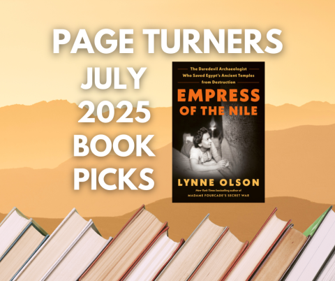 Page Turners text with book cover EMPRESS OF THE NILE