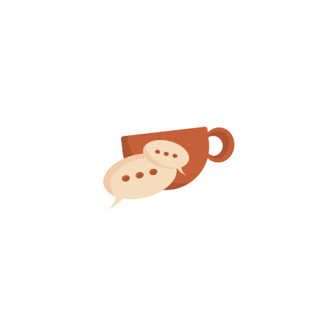 Coffee cup and speech bubble