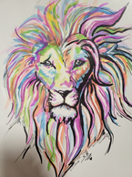 Colorful lion painting