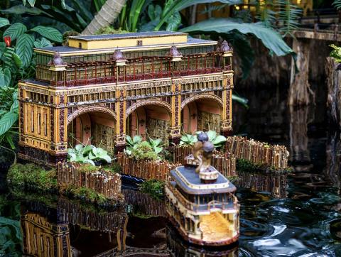 model of Battery Maritime Building made out of sticks
