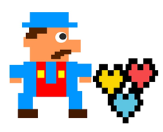 Mario character with hearts 